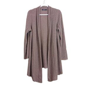 Lusso Cashmere Cardigan Womens Large Brown Open Front Shawl Duster Lagenlook